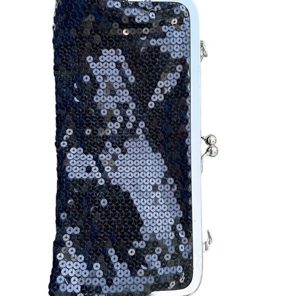Ann Taylor Loft small evening sequin. Clutch shoulder bag chain strap 9x4.5 - Picture 3 of 3